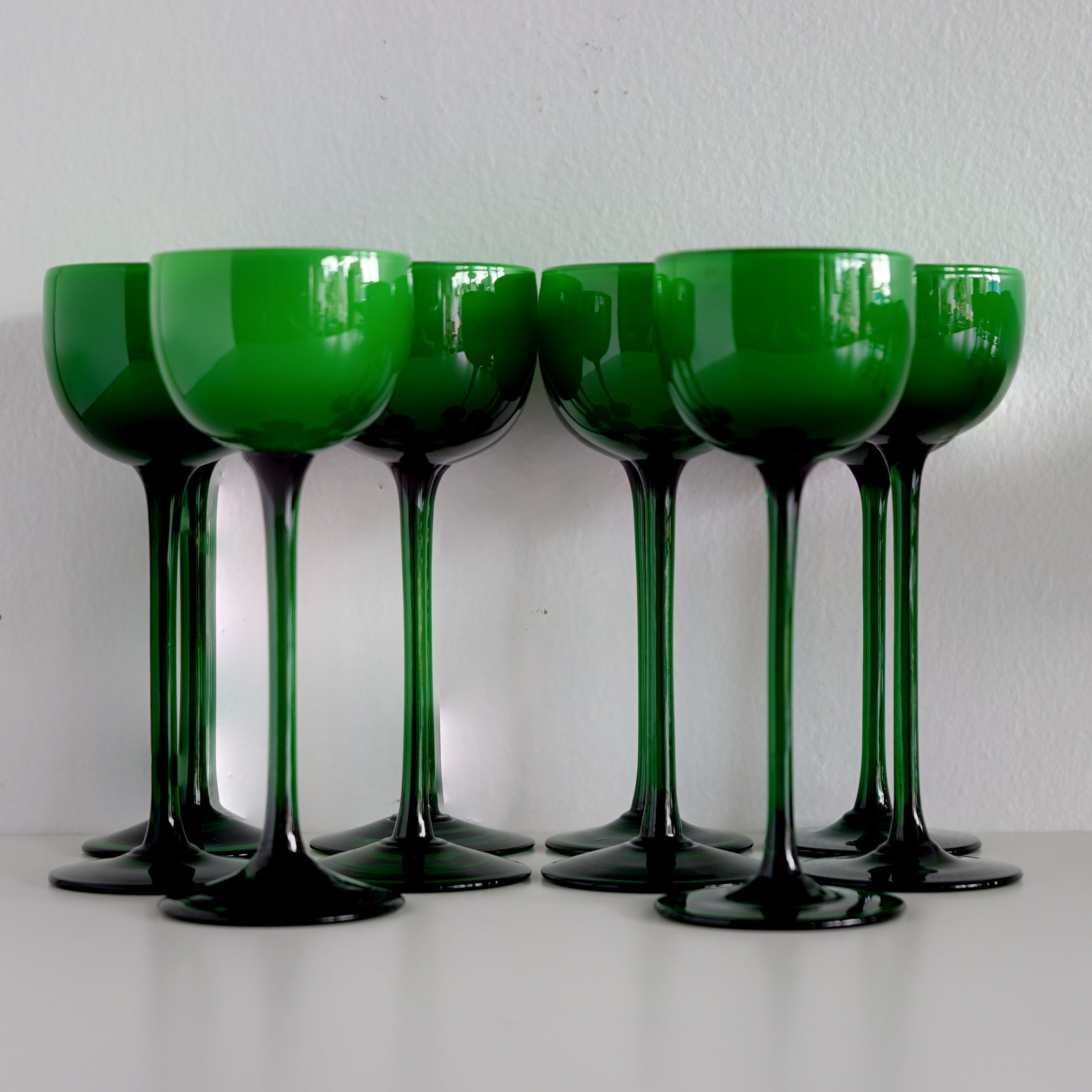 Late 20th Century Carlo Moretti Emerald Cased Drinking Glasses