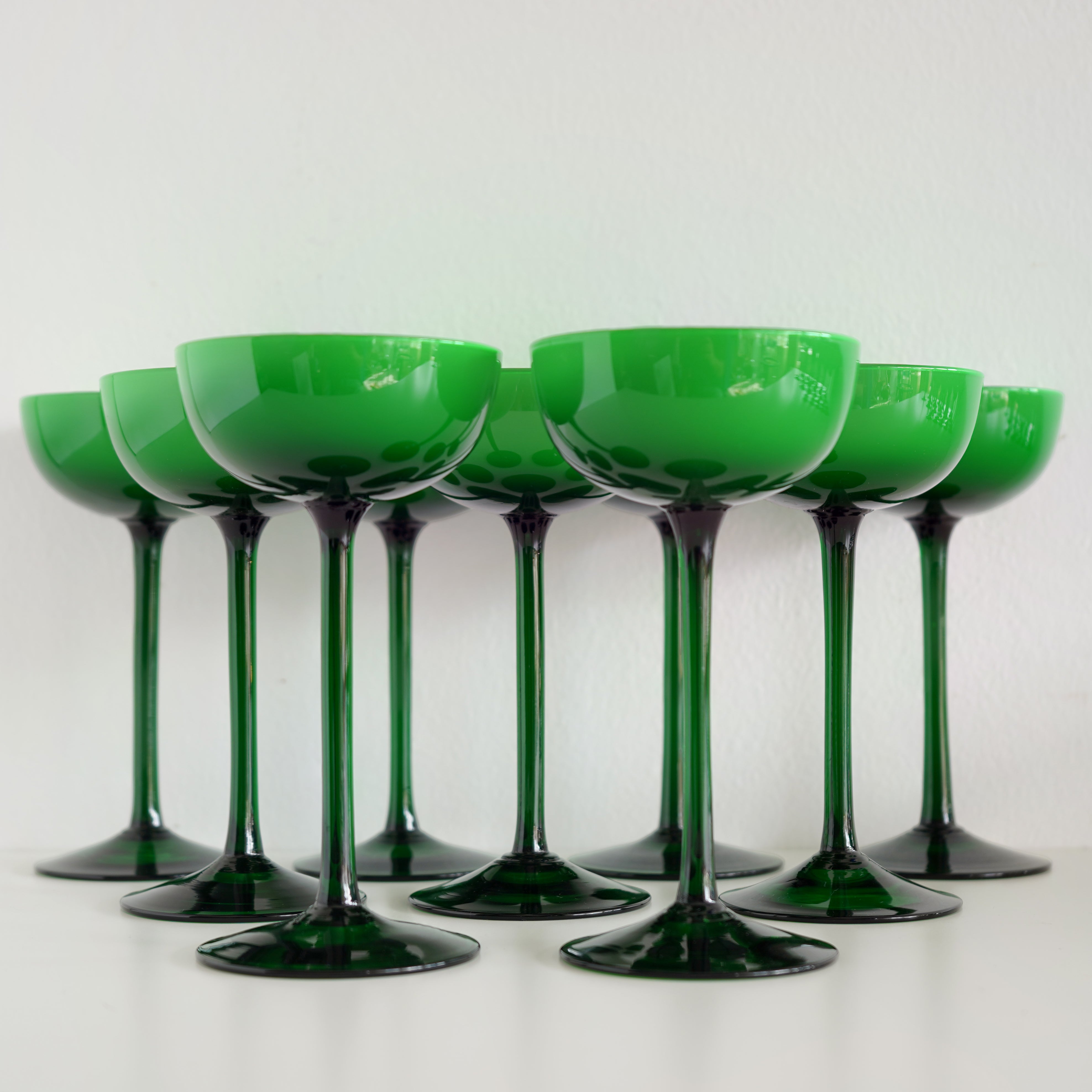 Late 20th Century Carlo Moretti Emerald Cased Drinking Glasses