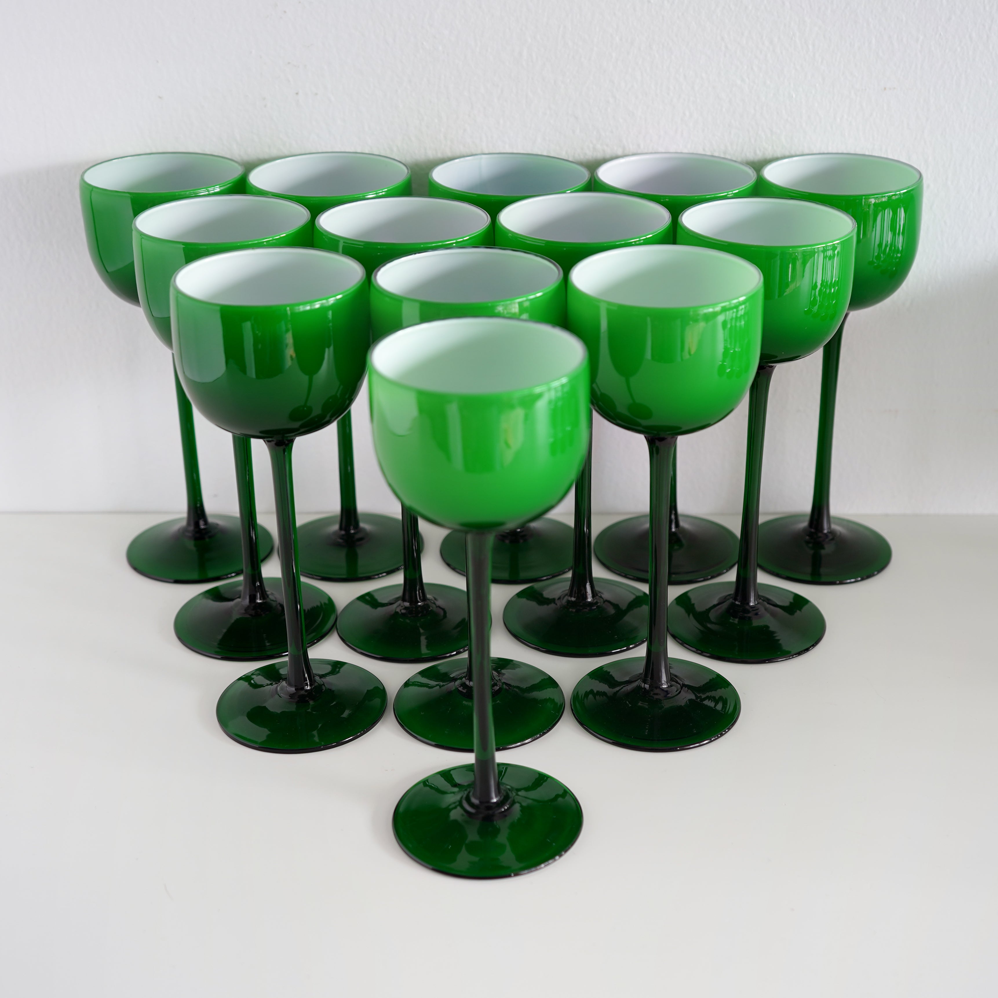 Late 20th Century Carlo Moretti Emerald Cased Drinking Glasses