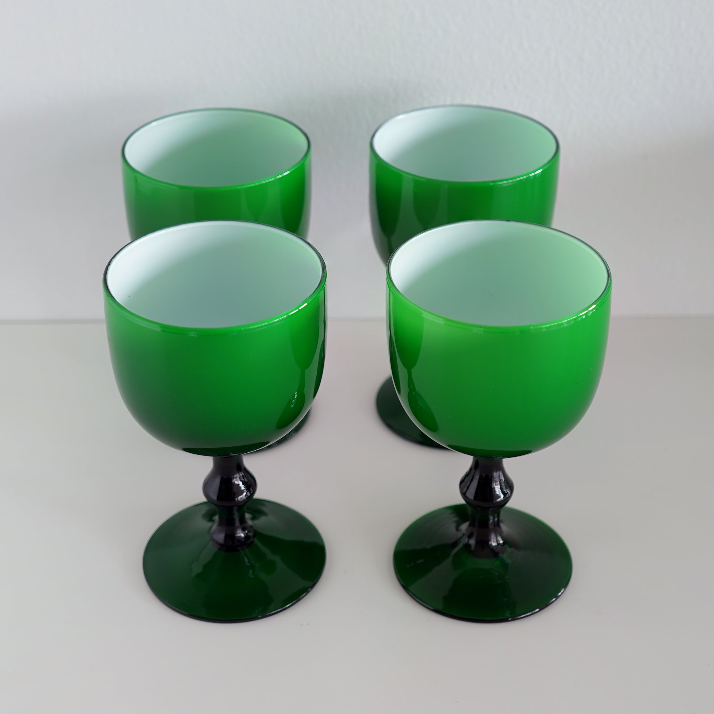 Late 20th Century Carlo Moretti Emerald Cased Drinking Glasses