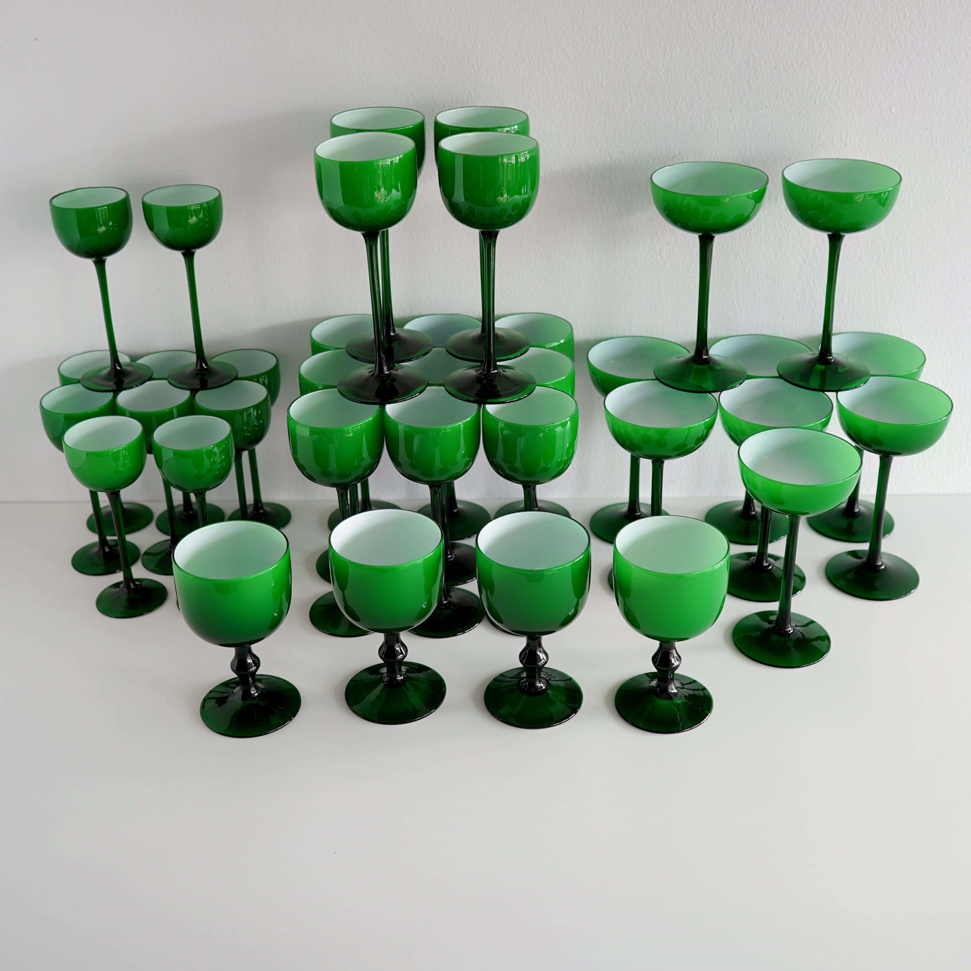 Late 20th Century Carlo Moretti Emerald Cased Drinking Glasses