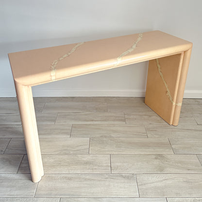 Lacquered Faux Marble Console Table / Desk