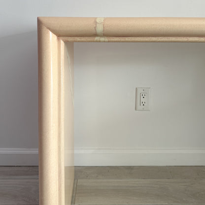 Lacquered Faux Marble Console Table / Desk