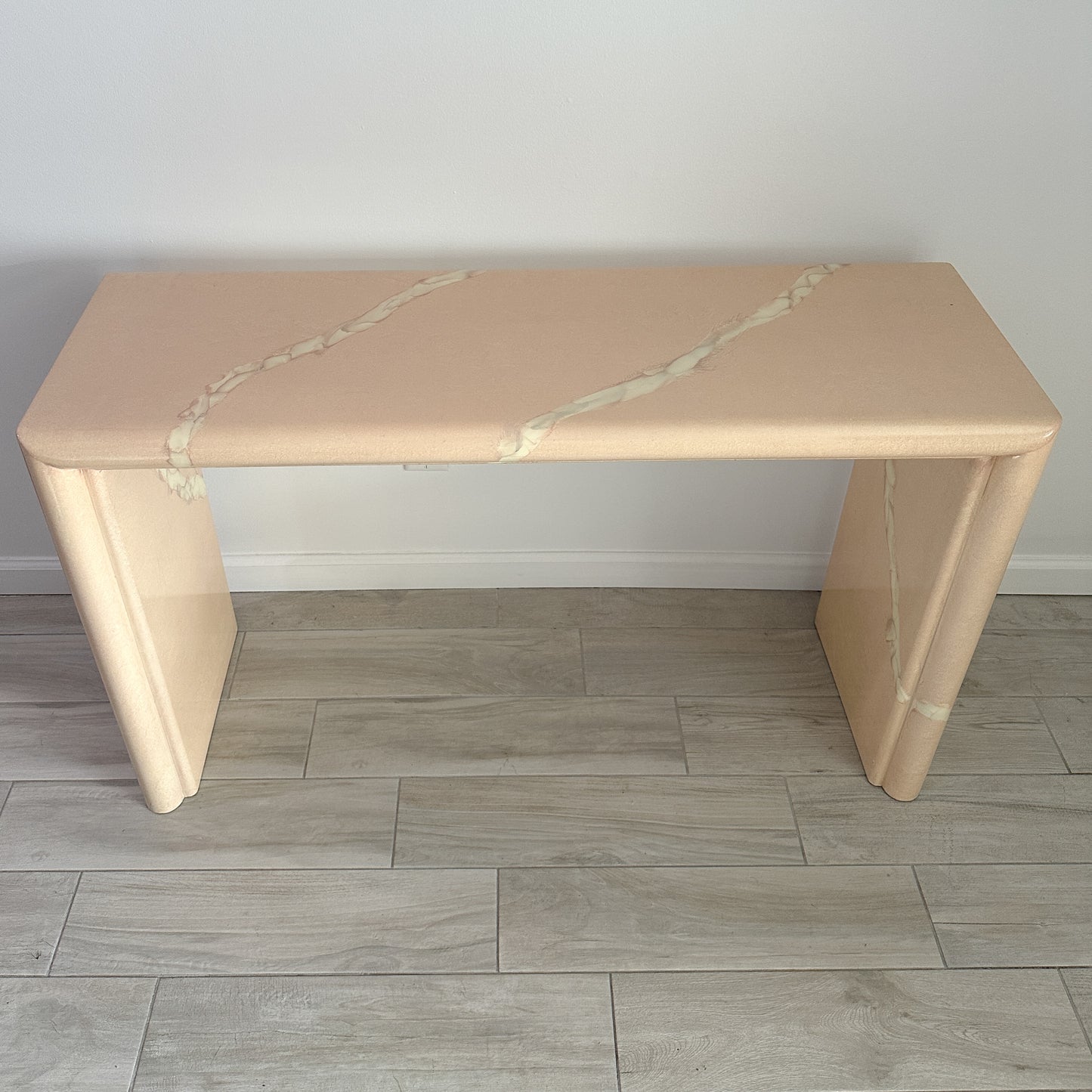 Lacquered Faux Marble Console Table / Desk