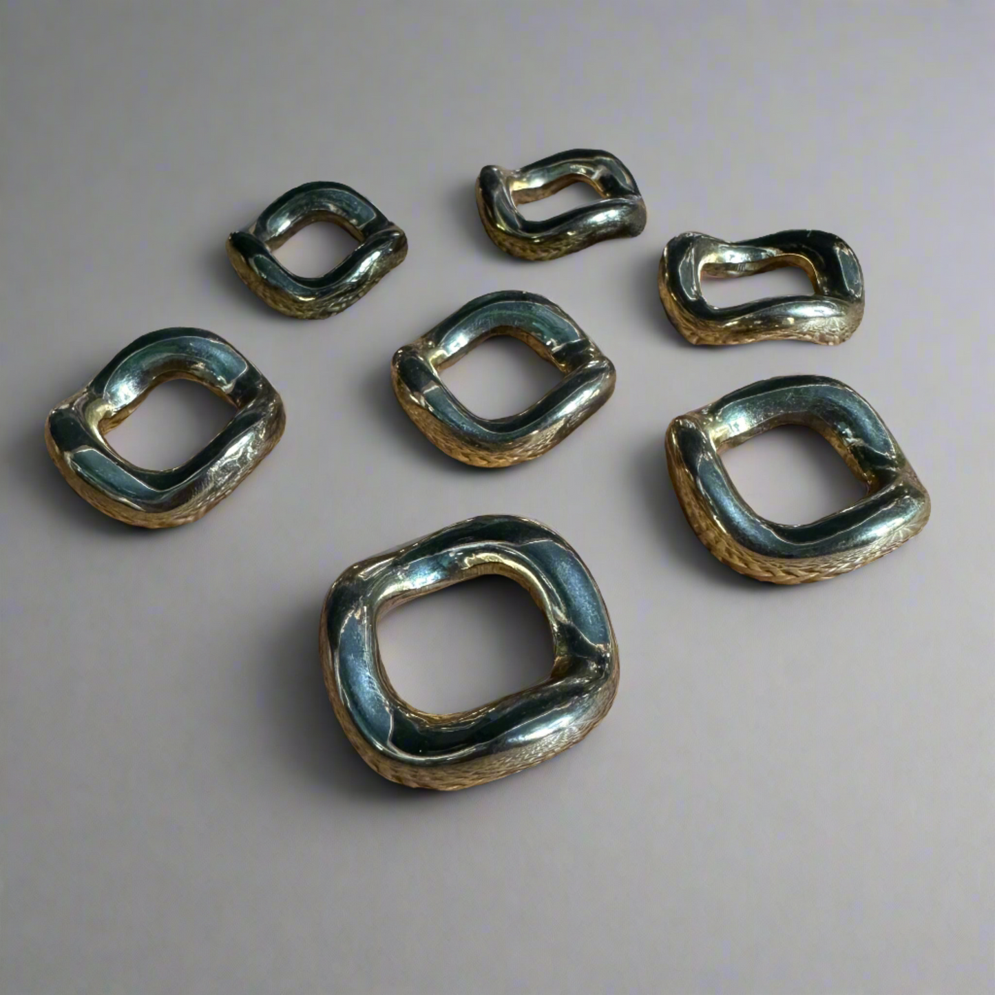 Chain Brass Napkin Rings- Set of 7