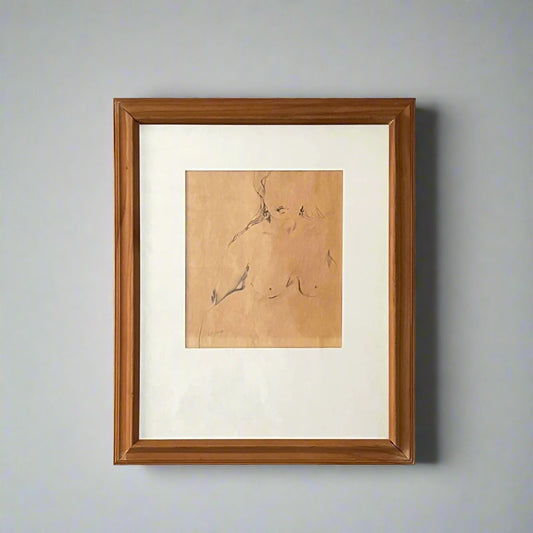 Mid 20th Century Framed Nude Pencil Drawing by DM Grace