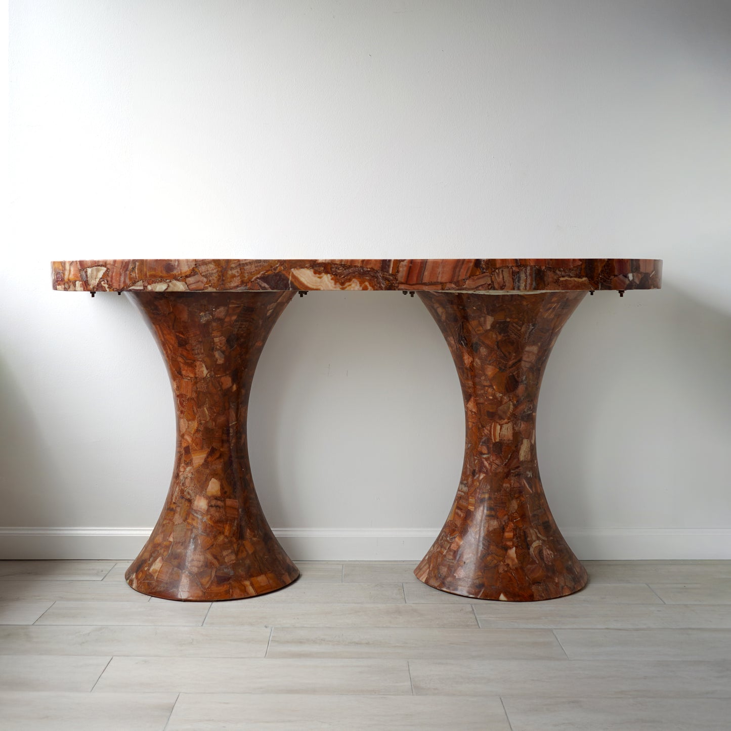 Muller's of Mexico Onyx Double Pedestal Console Table, 1960s
