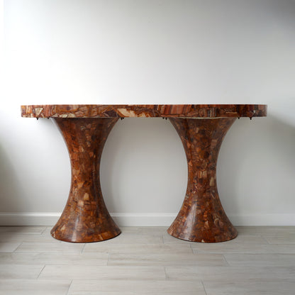 Muller's of Mexico Onyx Double Pedestal Console Table, 1960s