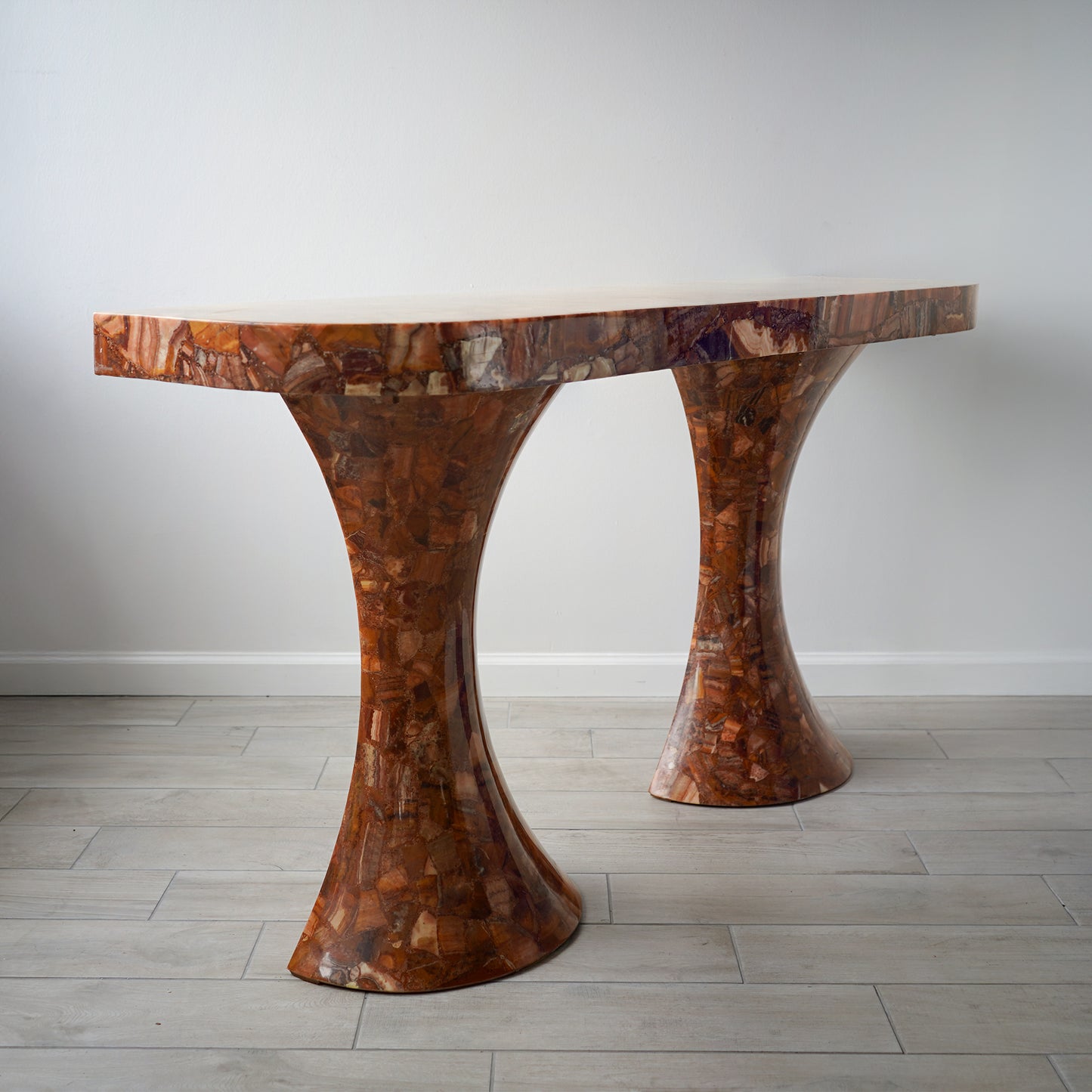 Muller's of Mexico Onyx Double Pedestal Console Table, 1960s
