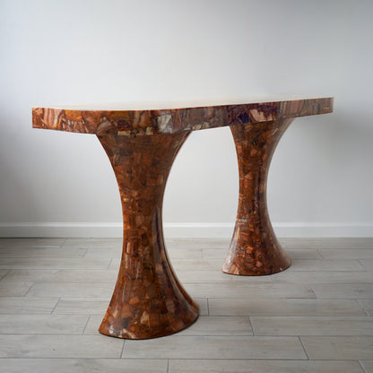 Muller's of Mexico Onyx Double Pedestal Console Table, 1960s