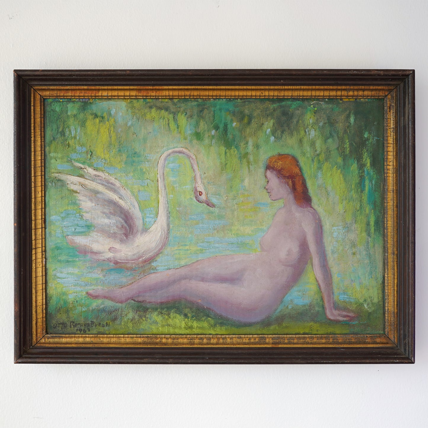 1962 Otto Rothenburgh Modernist Nude Nature Original Oil Painting