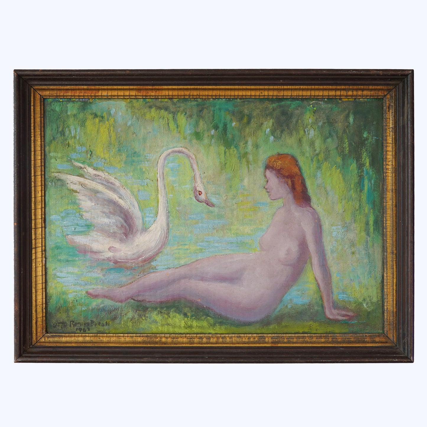 1962 Otto Rothenburgh Modernist Nude Nature Original Oil Painting