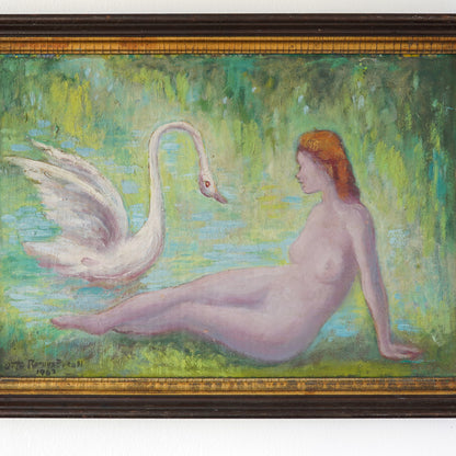 1962 Otto Rothenburgh Modernist Nude Nature Original Oil Painting