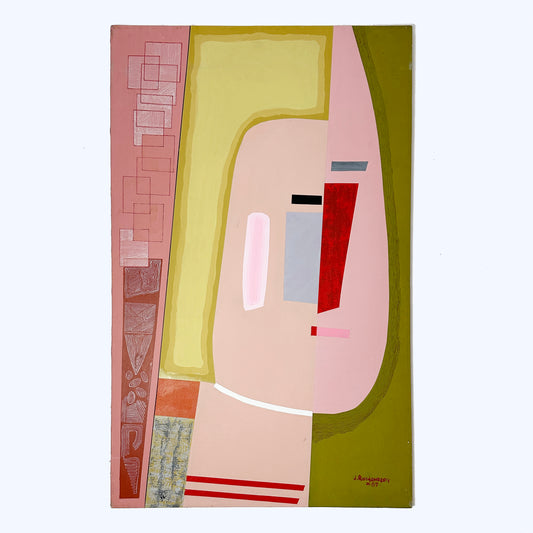 vintage J. Rothenberg (Active C. 1935-1990) Cubist Modernist Original Portrait Painting