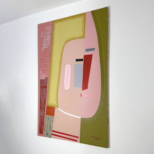 vintage J. Rothenberg (Active C. 1935-1990) Cubist Modernist Original Portrait Painting