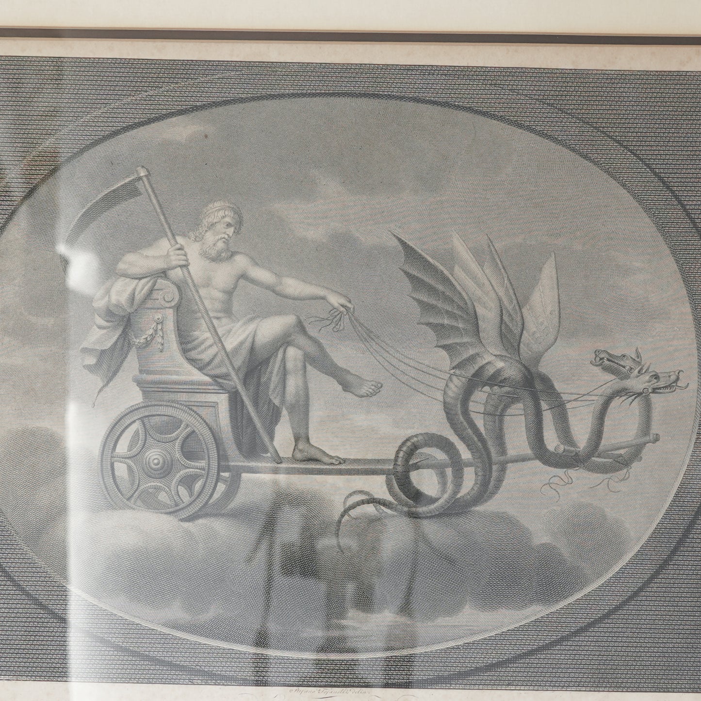 Late 18th–Early 19th Century Neoclassical “Saturno” Saturn Engraving After Raphael – Tofanelli & Bertigneni