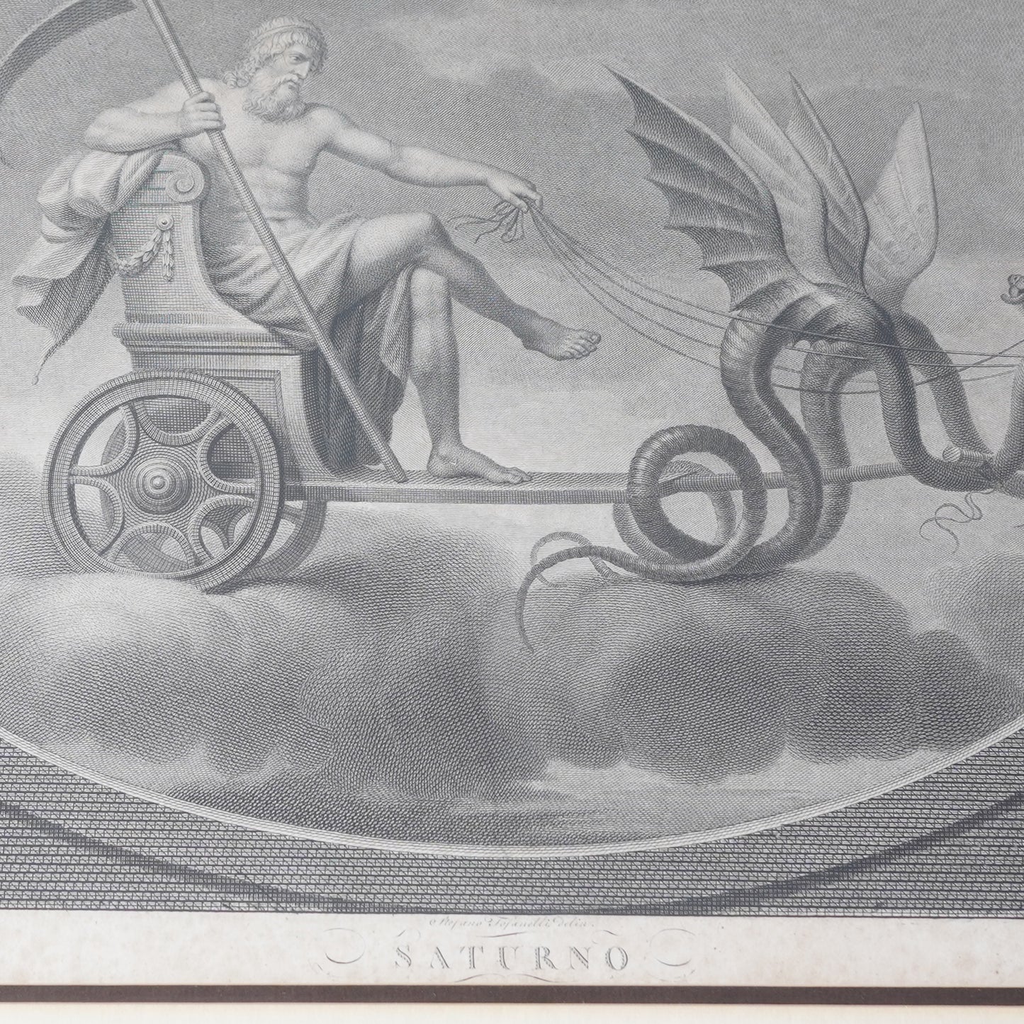 Late 18th–Early 19th Century Neoclassical “Saturno” Saturn Engraving After Raphael – Tofanelli & Bertigneni