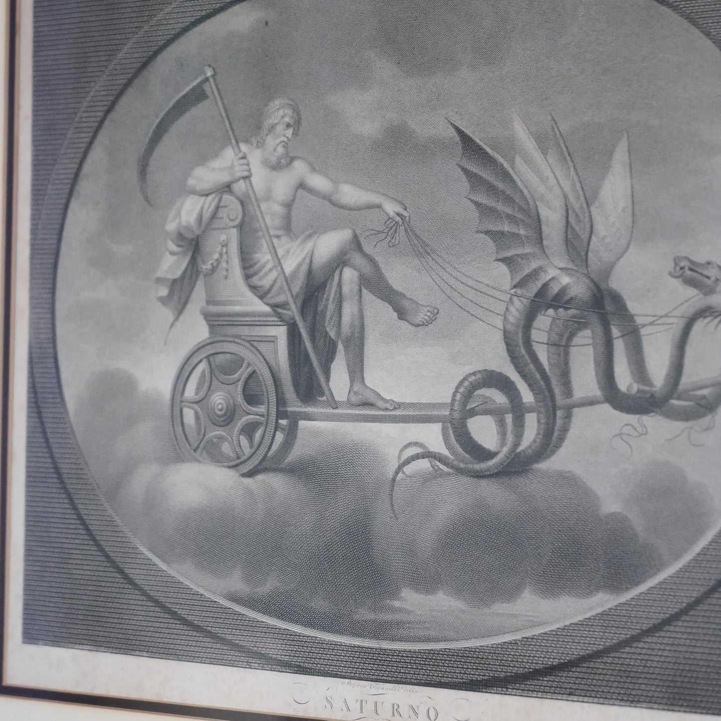 Late 18th–Early 19th Century Neoclassical “Saturno” Saturn Engraving After Raphael – Tofanelli & Bertigneni
