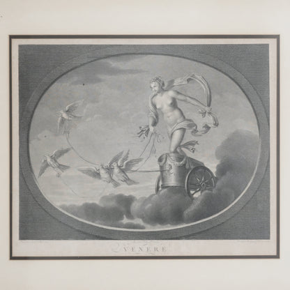 Late 18th–Early 19th Century Neoclassical “Venere” Venus Engraving After Raphael – Tofanelli & Bertigneni