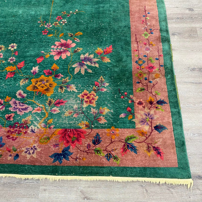 Antique Chinese Art Deco Rug 105" X 140"