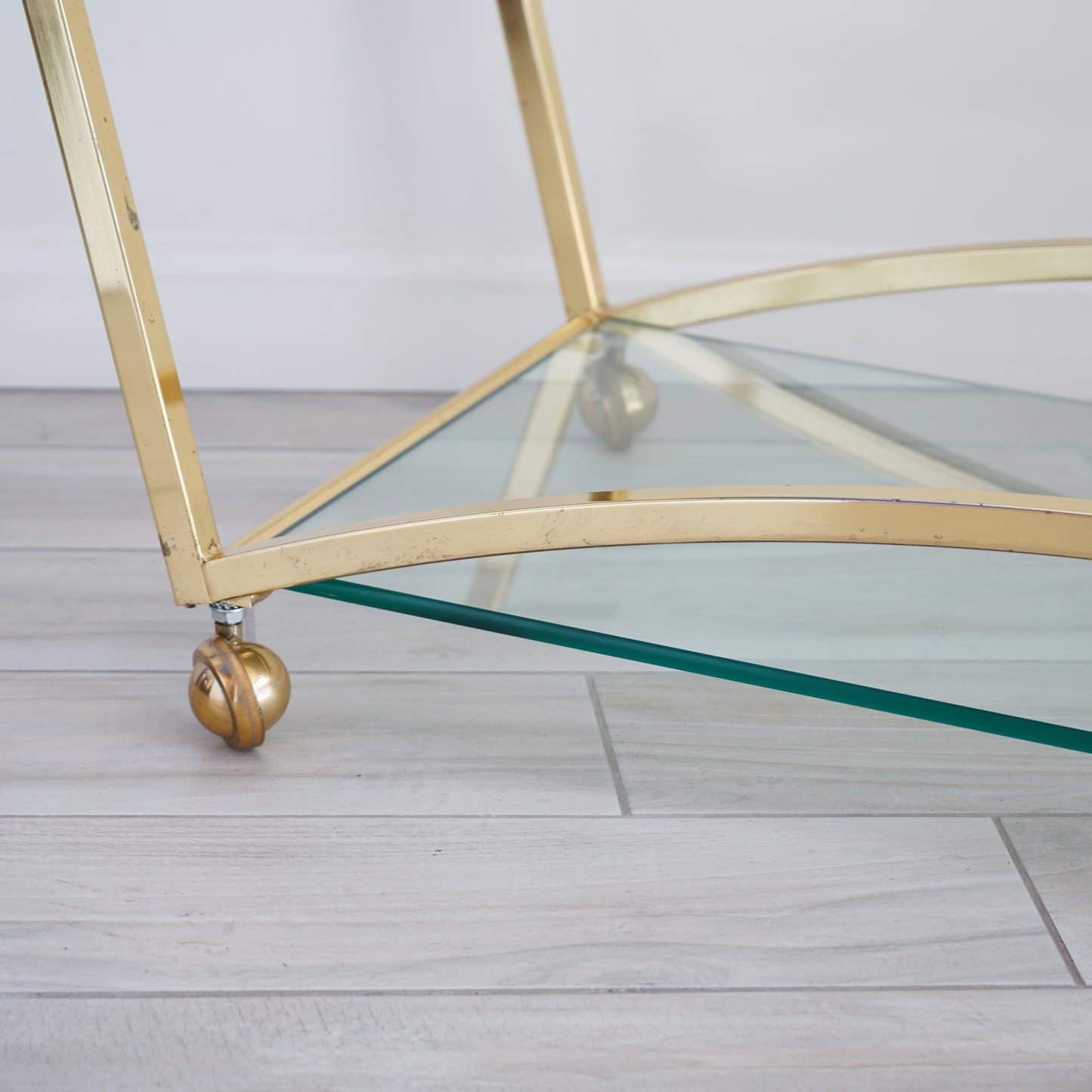 Vintage "Flow" Brass Bar Cart by Design Institute of America, Late 20th Century
