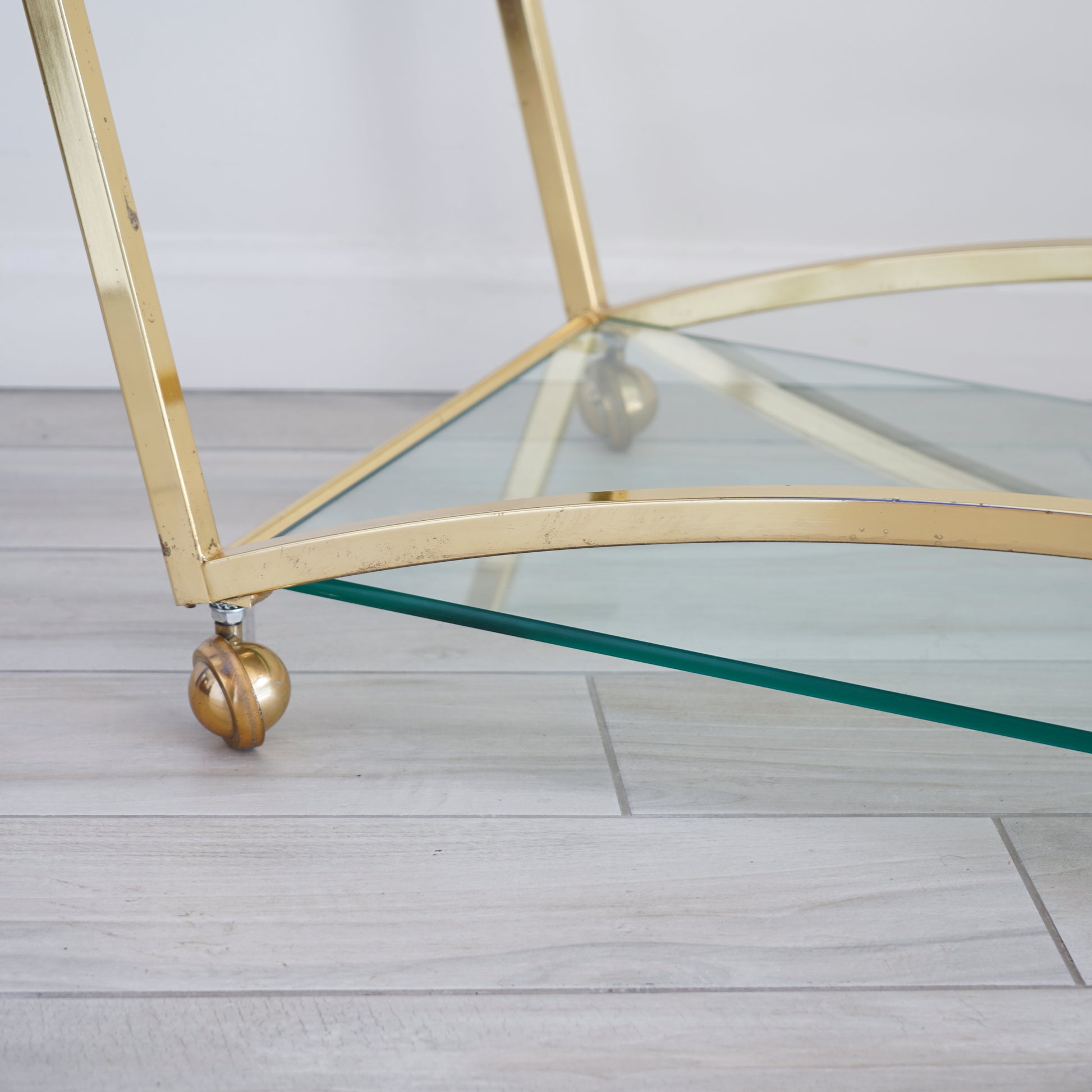 Vintage "Flow" Brass Bar Cart by Design Institute of America, Late 20th Century