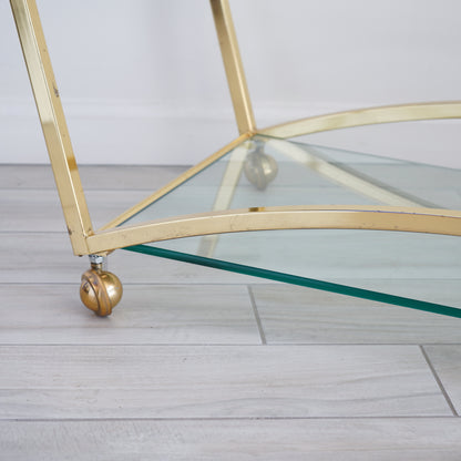 Vintage "Flow" Brass Bar Cart by Design Institute of America, Late 20th Century