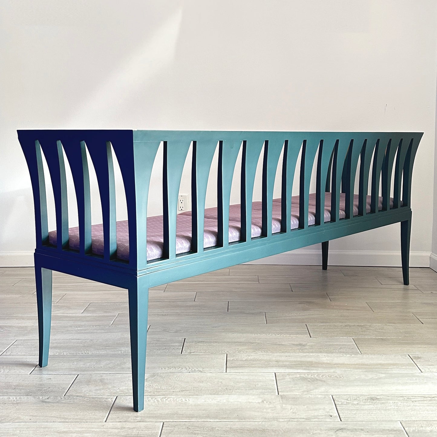 Art Nouveau Cranbrook Blue Settee Bench Sofa by Eliel Saarinen C. 1983