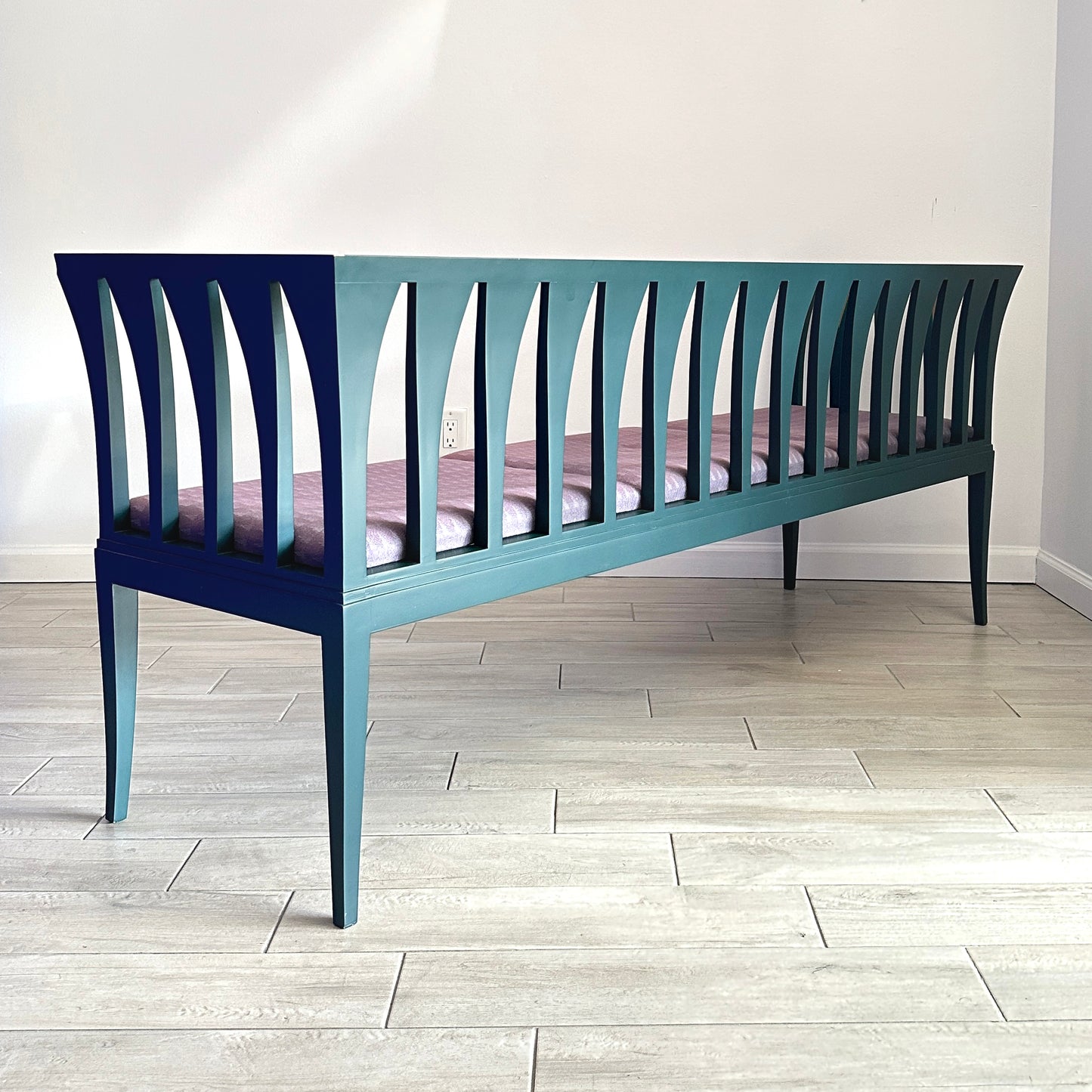 Art Nouveau Cranbrook Blue Settee Bench Sofa by Eliel Saarinen C. 1983