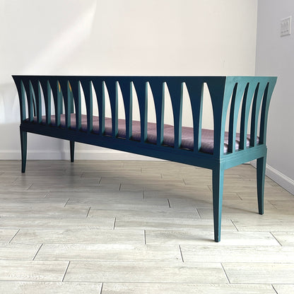 Art Nouveau Cranbrook Blue Settee Bench Sofa by Eliel Saarinen C. 1983