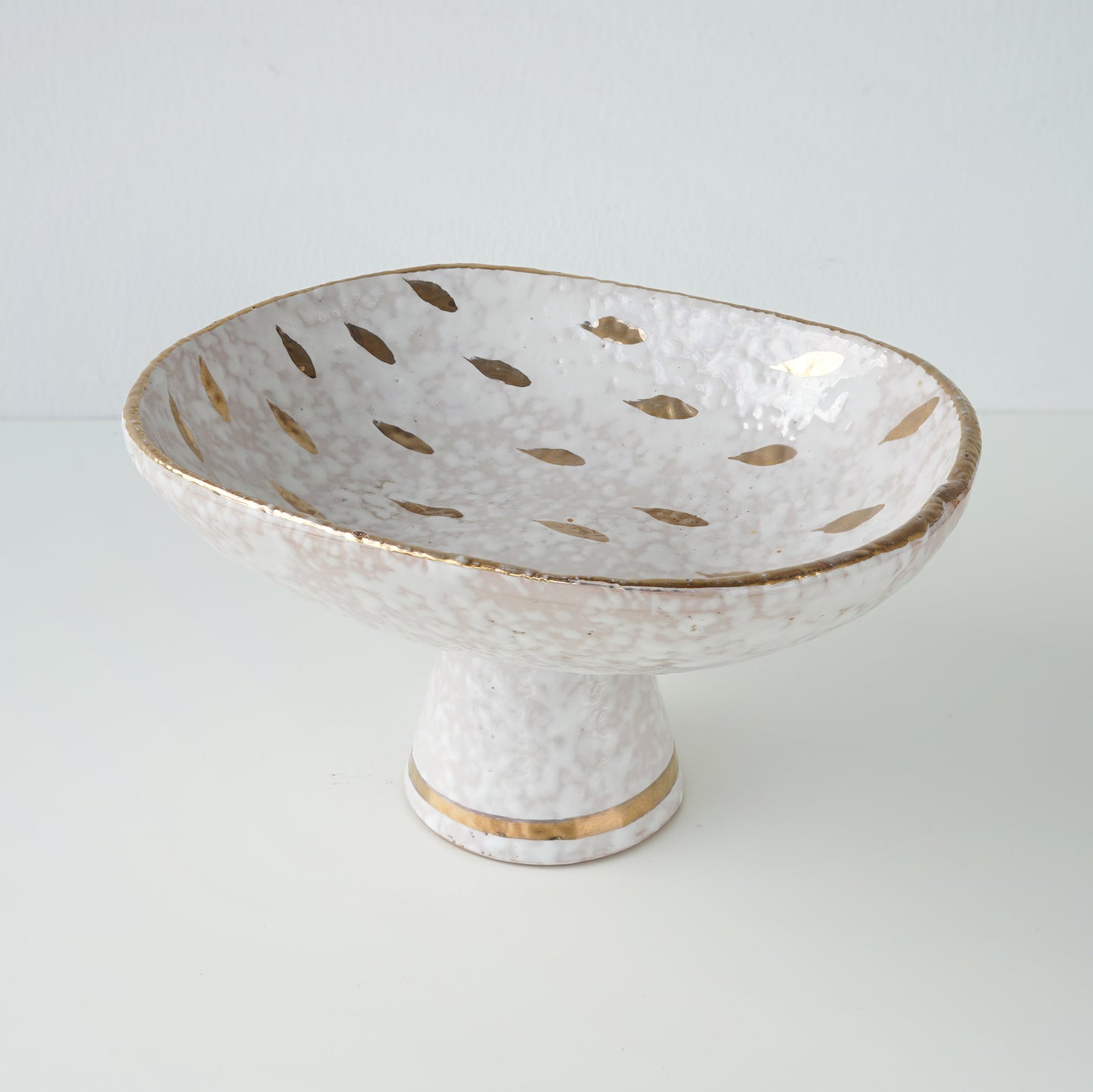 1960s Aldo Londi Bitossi "Feather Plume" Pedestal Bowl