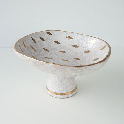 1960s Aldo Londi Bitossi "Feather Plume" Pedestal Bowl