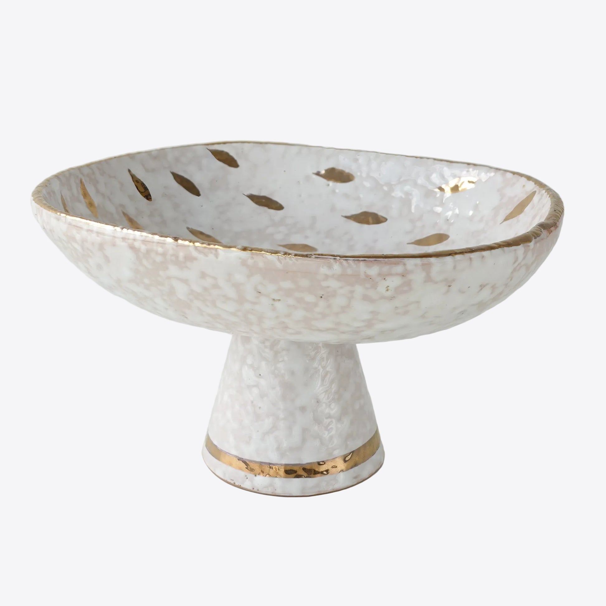 1960s Aldo Londi Bitossi "Feather Plume" Pedestal Bowl