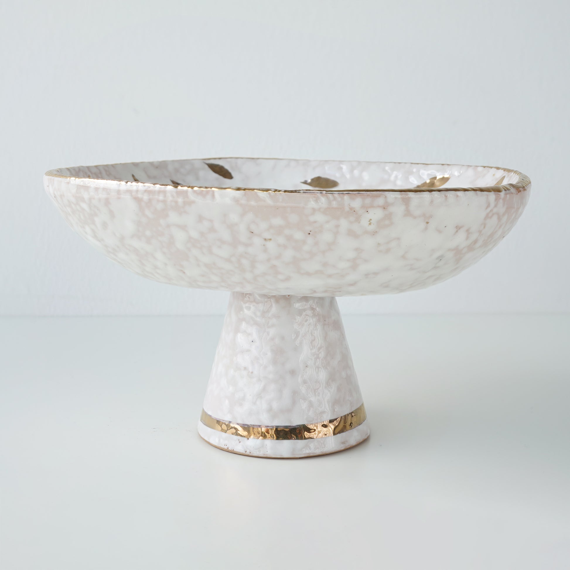 1960s Aldo Londi Bitossi "Feather Plume" Pedestal Bowl