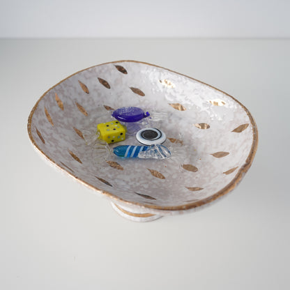1960s Aldo Londi Bitossi "Feather Plume" Pedestal Bowl