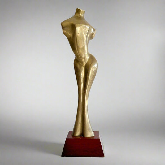 Mid 20th Century Emiel De Block Style Brass Nude Sculpture