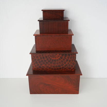 Vintage Vermont Stacking Stash Box Collection- Set of 5
