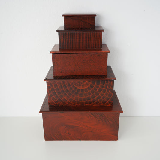 Vintage Vermont Stacking Stash Box Collection- Set of 5