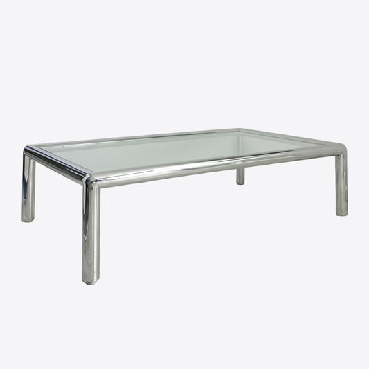 John Mascheroni for Brueton Tubo Chrome and Glass Coffee Table, Mid 20th Century