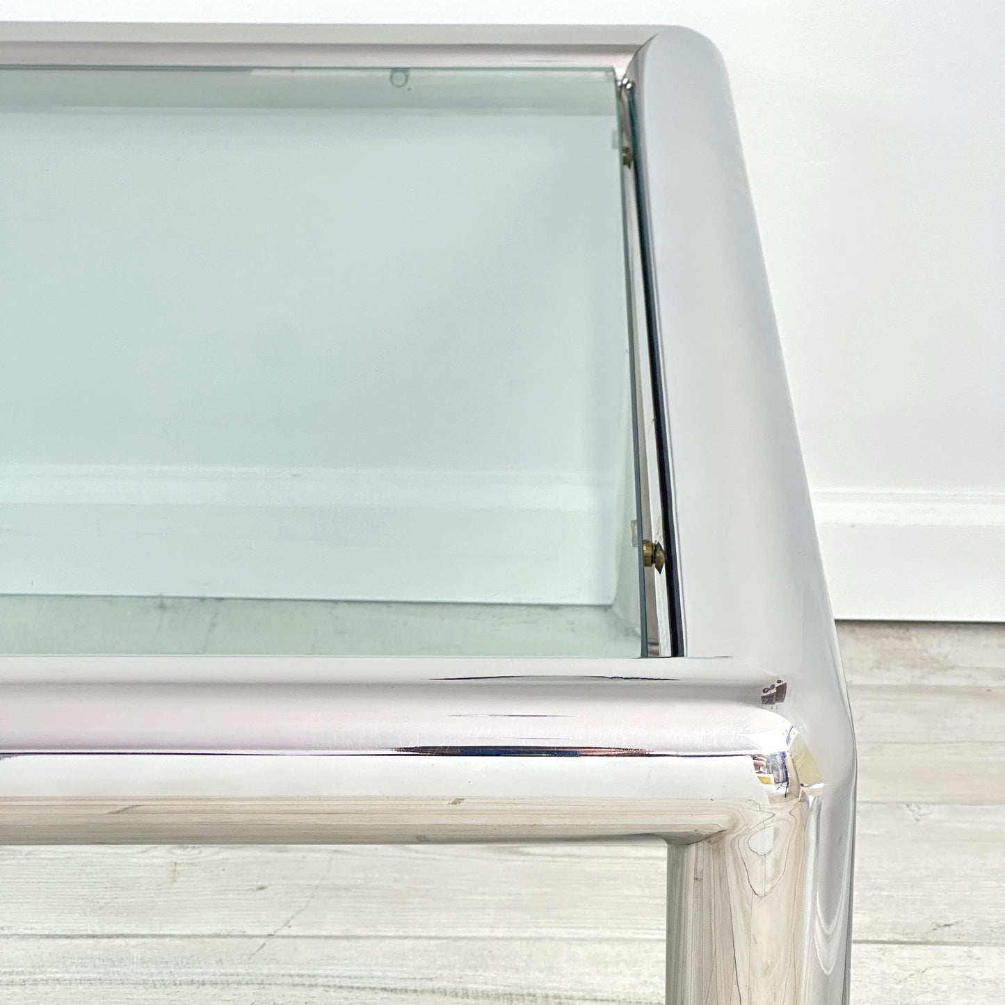 John Mascheroni for Brueton Tubo Chrome and Glass Coffee Table, Mid 20th Century