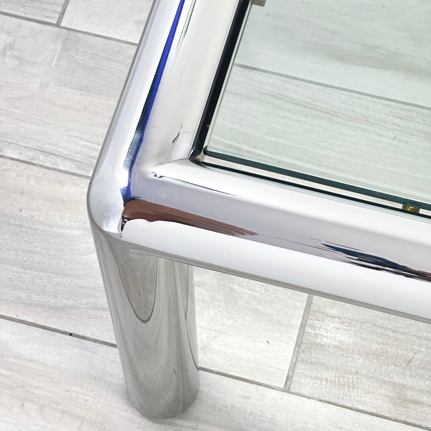 John Mascheroni for Brueton Tubo Chrome and Glass Coffee Table, Mid 20th Century