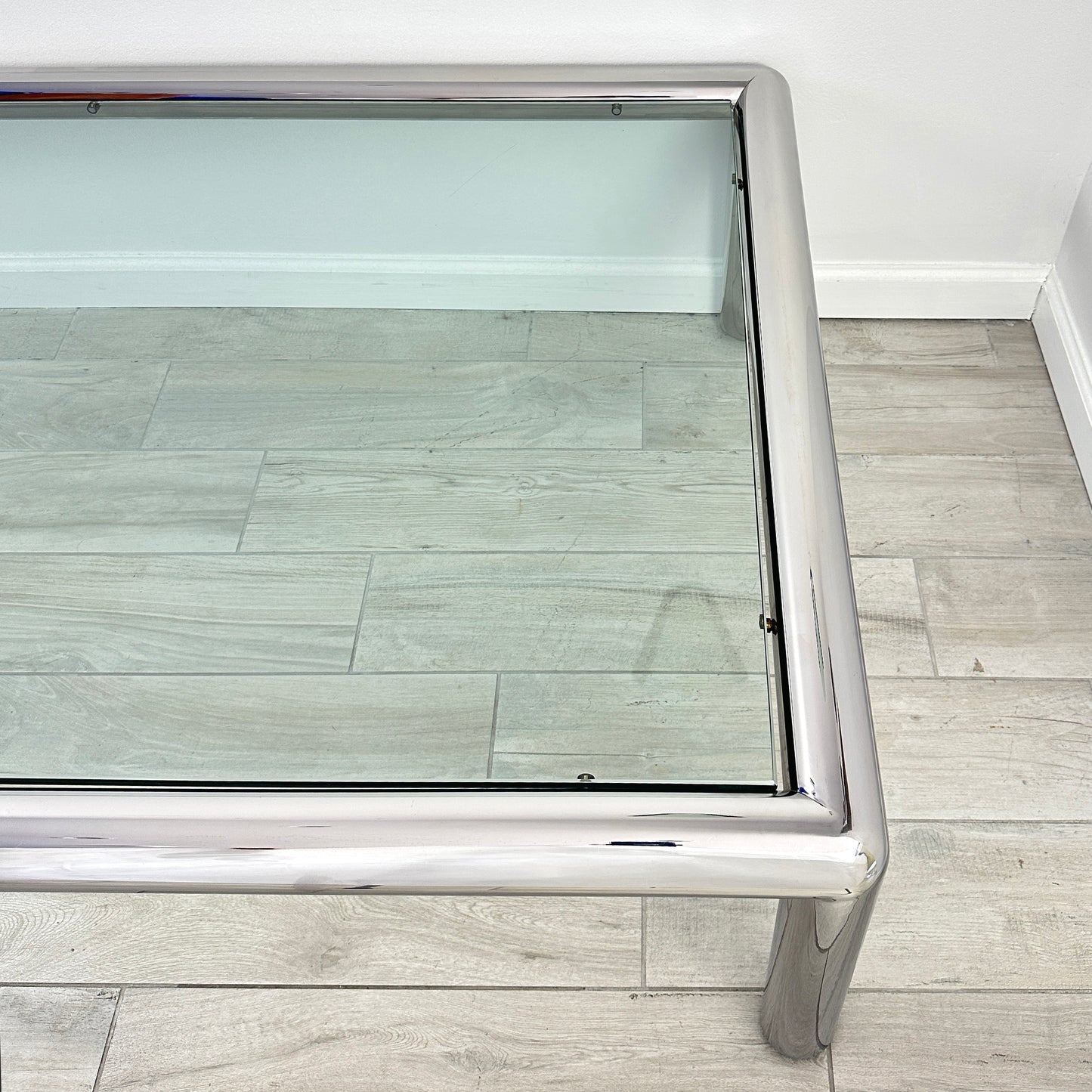 John Mascheroni for Brueton Tubo Chrome and Glass Coffee Table, Mid 20th Century