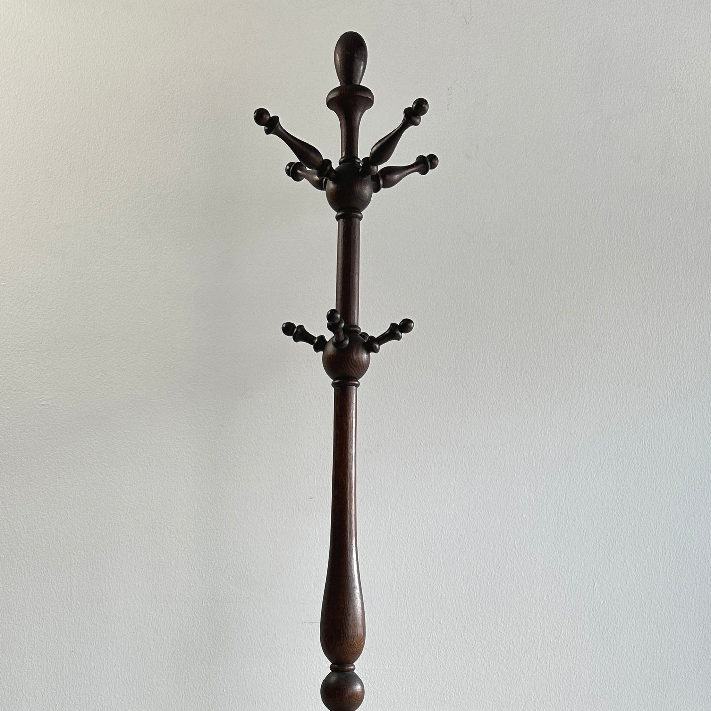Early 20th Century Ball and Stick Hand Turned Oak Coat & Hat Rack