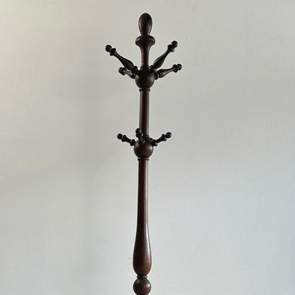 Early 20th Century Ball and Stick Hand Turned Oak Coat & Hat Rack