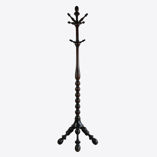 Early 20th Century Ball and Stick Hand Turned Oak Coat & Hat Rack