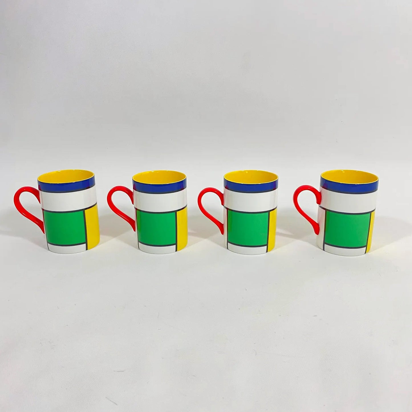 Fitz & Floyd "Carreau" Porcelain Coffee Mugs/ Tea Cups- Set of 4