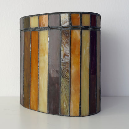 Mid 20th Century Vintage Striped Stain Glass Keepsake Box
