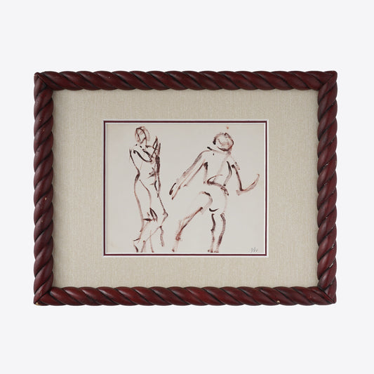 Mid 20th Century Figural Nude Study Framed Original