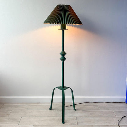 Giacometti Style Iron Floor Lamp With Pleated Shade