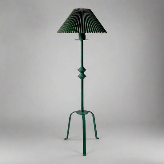 Giacometti Style Iron Floor Lamp With Pleated Shade